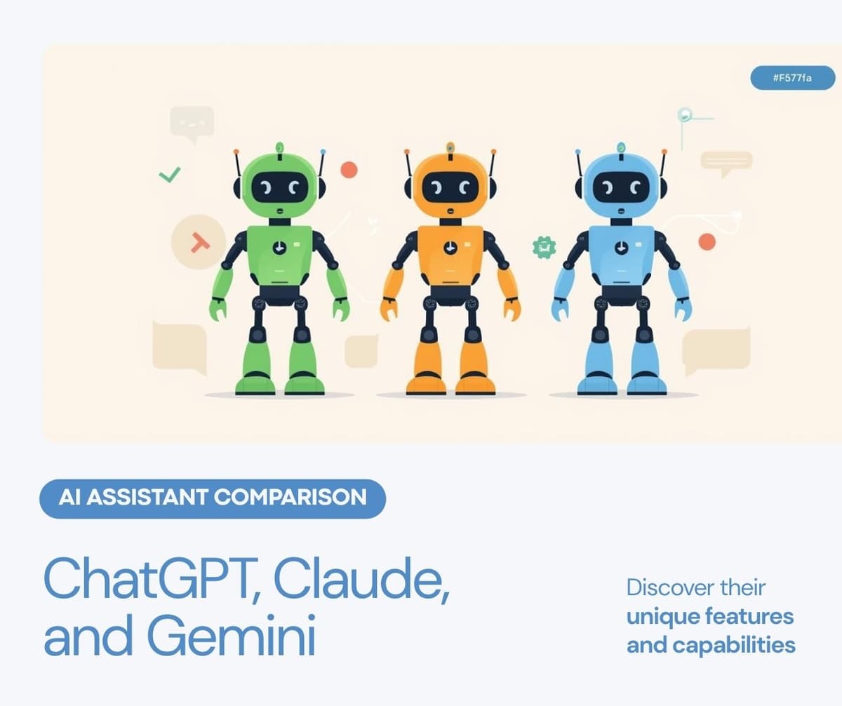 Side by side comparison of ChatGPT Claude and Gemini AI assistants